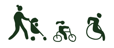 Icons of mobile accessibility like stroller, e-mobility, and wheelchair